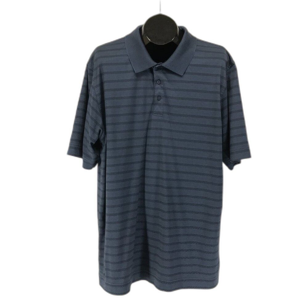 Cutter & Buck CB DryTec Luxe Polo Shirt Men's XXL Blue Stripe Breathable Golf